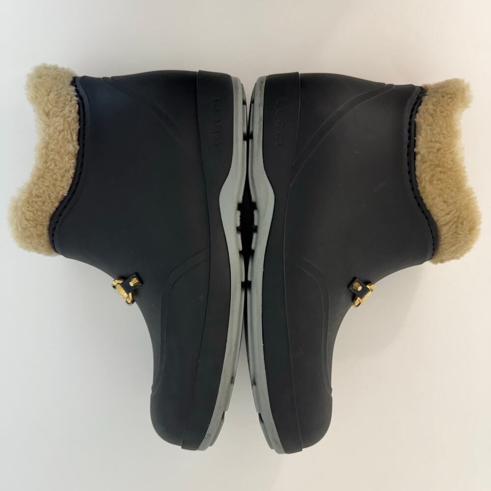 Gucci Crosby Rubber Ankle Boots Shearling Lining GG Horsebit Women's 40 (US10) - Picture 9 of 16